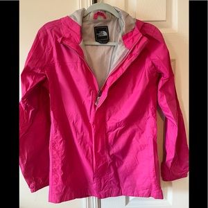North Face - girls XL - bright pink rain jacket